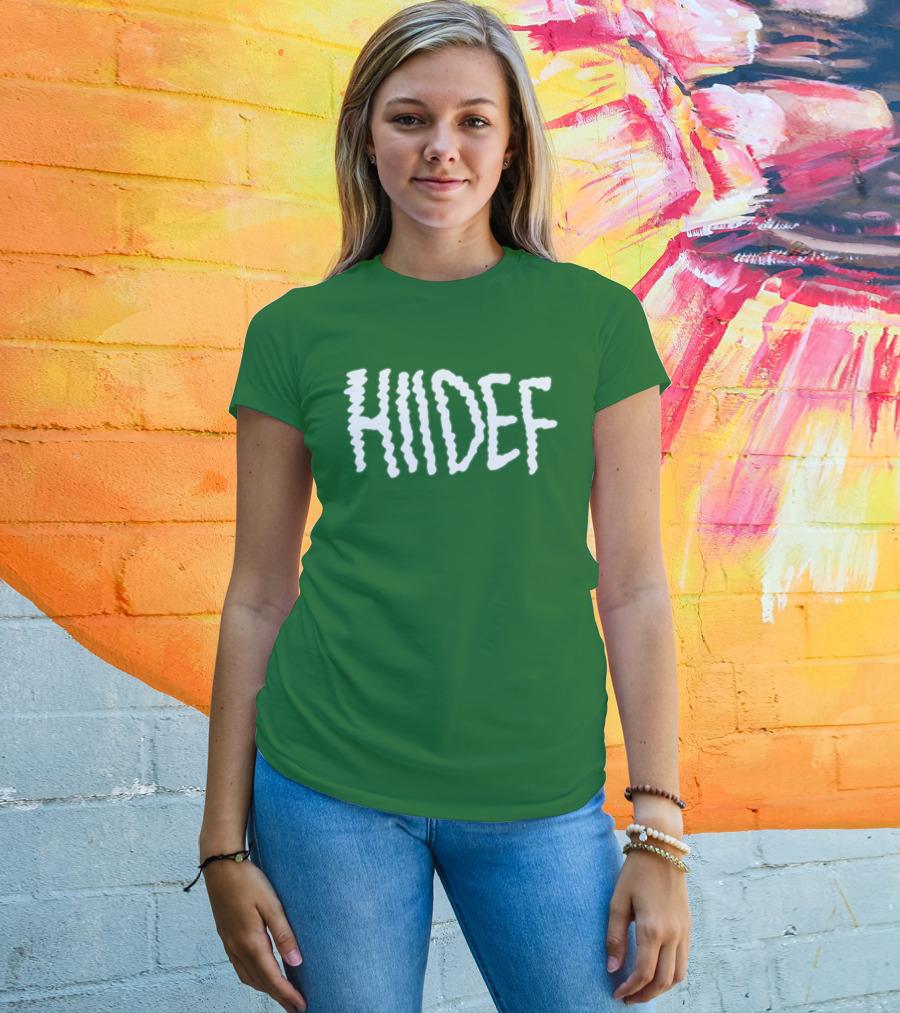 Hdi Hiidef White Text On Green Background T-Shirt
