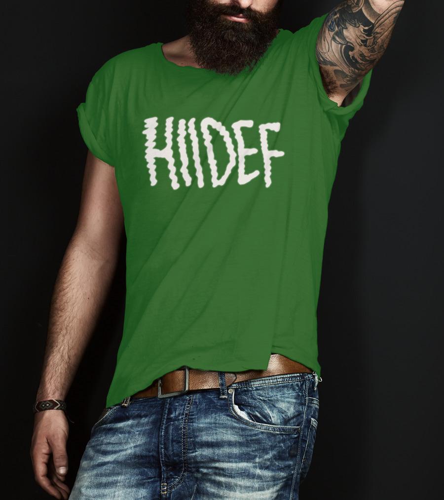 Hdi Hiidef White Text On Green Background T-Shirt