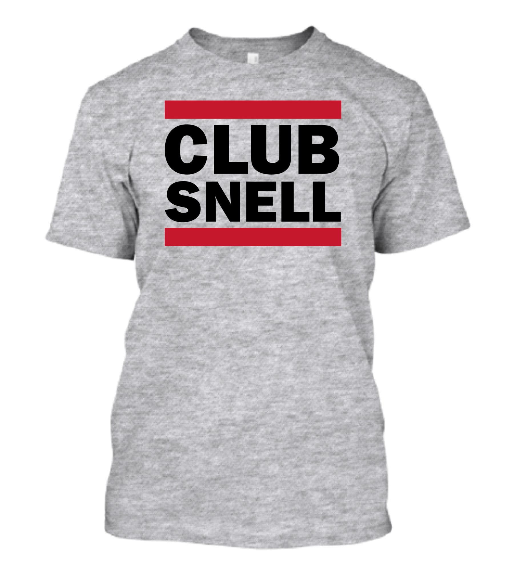 Club Snell Bold Black Text With Red Stripes On Gray Background T-Shirt