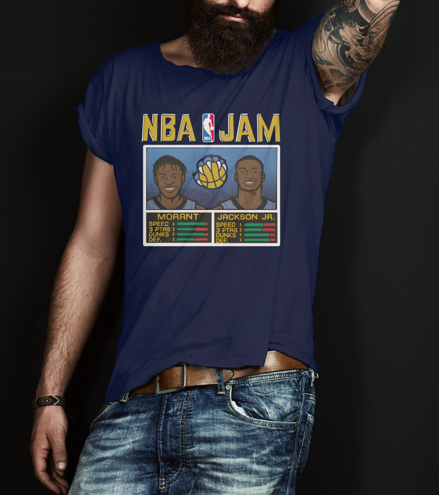 NBA Jam Morant Jackson Jr Player Stats Molly Morrison T-Shirt