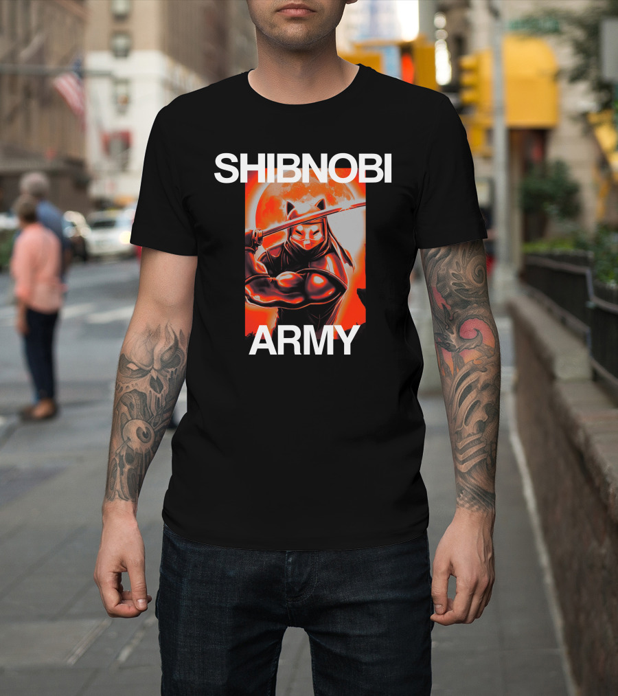 Shibnobi Army Shib Nobi Warrior Ninja Cat Moon T-Shirt
