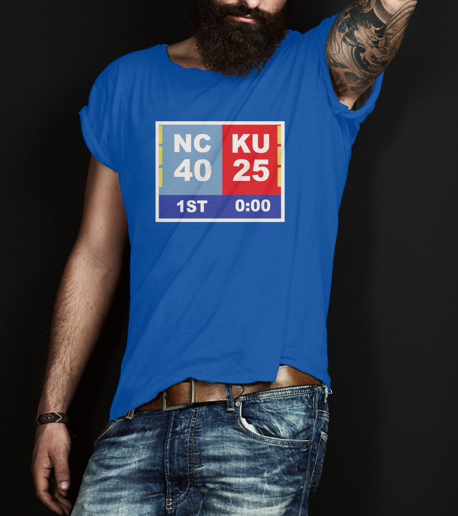 NC 40 KU 25 Scoreboard 1st Half 0:00 Classic Ks Comeback T-Shirt