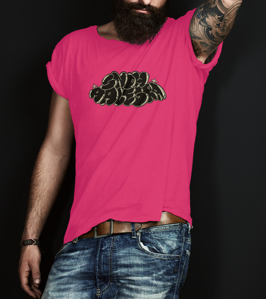 Snoh Aalegra Bold Bubble Lettering On Bright Pink Background T-Shirt
