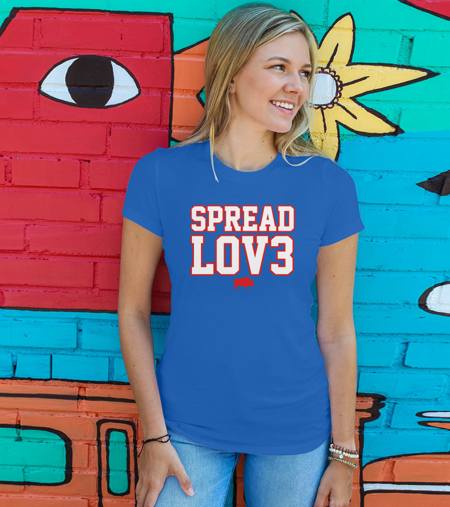 Spread Lov3 Buffalo Red Outline With Buffalo T-Shirt