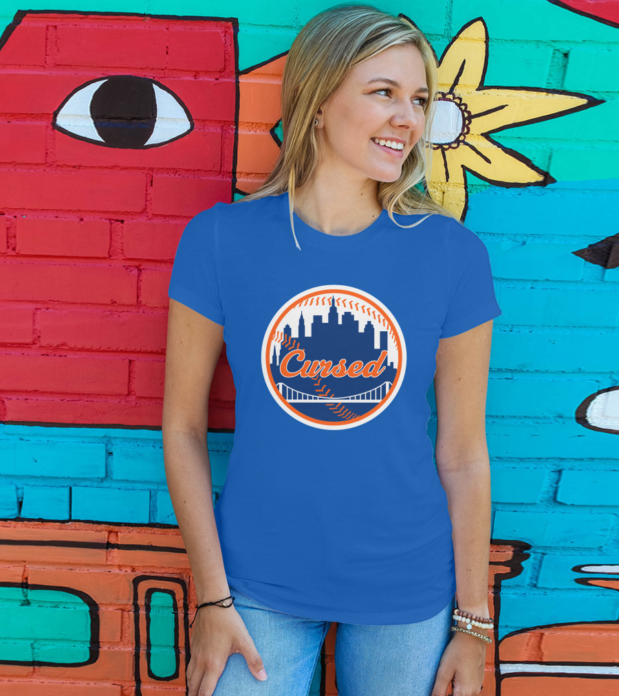 Cursed Mets Baseball Skyline Bridge T-Shirt