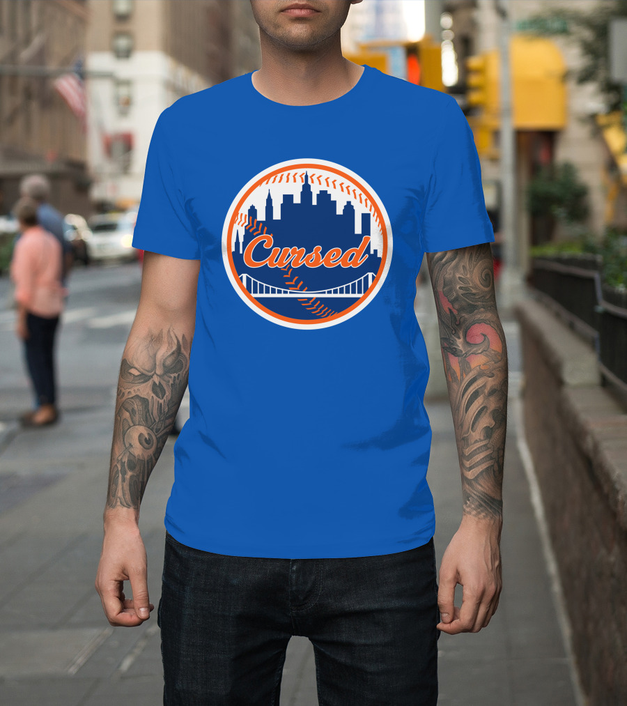 Cursed Mets Baseball Skyline Bridge T-Shirt