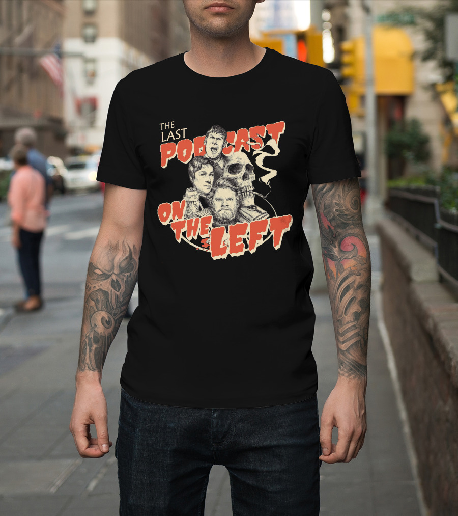 The Last Podcast On The Left Classic Logo With Illustrations And Skull T-Shirt