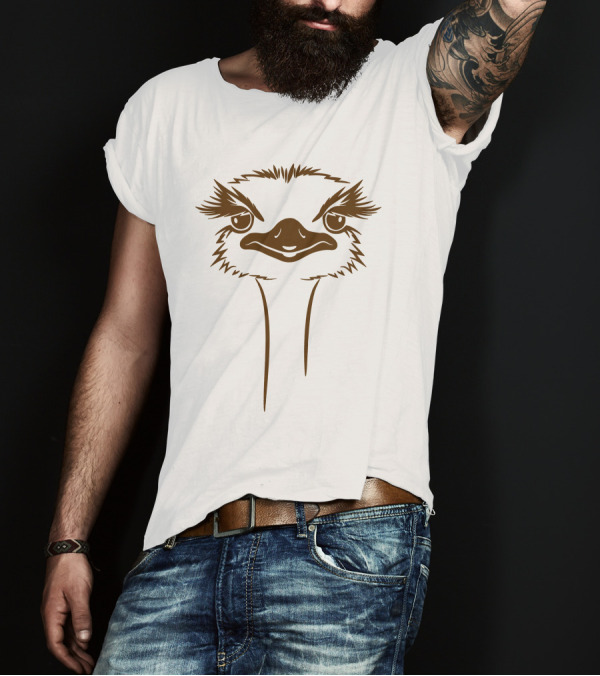 Ostrich Face Outline Bold Expression T-Shirt