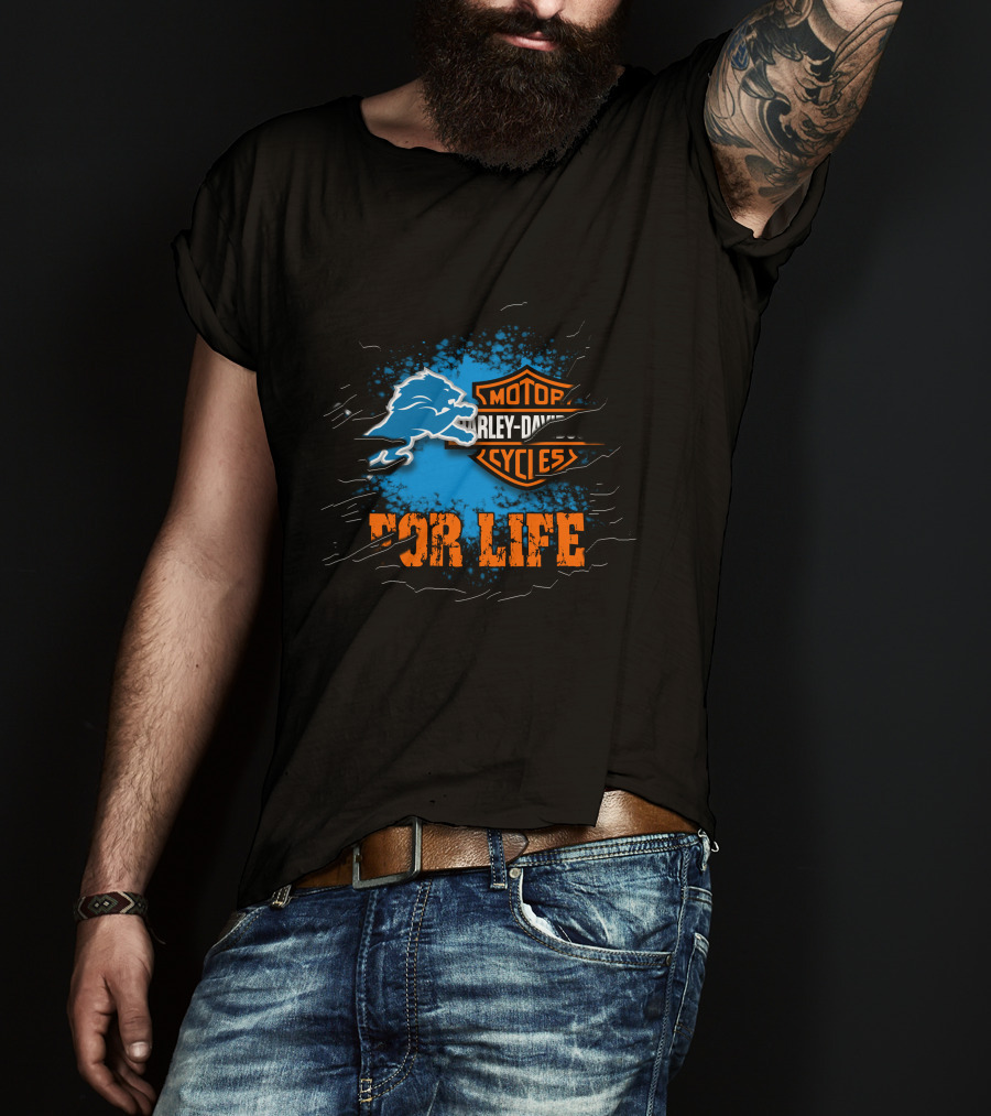 Detroit Lions Harley Davidson Cycles For Life T-Shirt