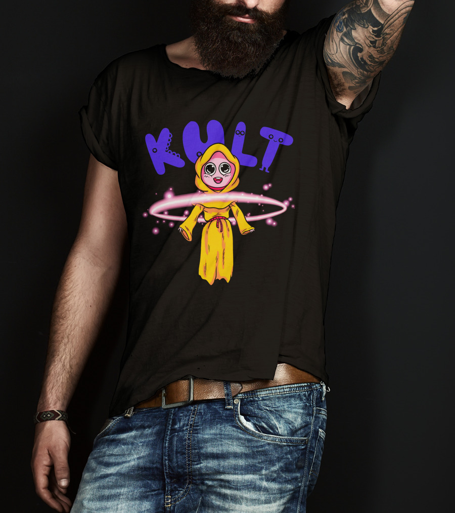 DIM MAK KULT Steve Aoki Collection Yellow Hooded Character With Energy Rings T-Shirt