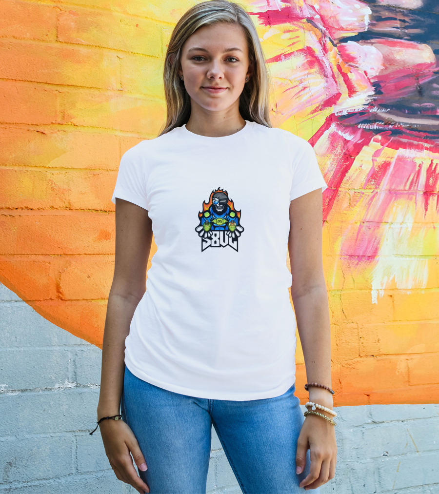 S8UL Gamer Mascot With VR Headset And Fiery Background T-Shirt