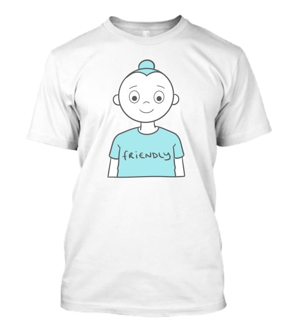 Friendly Cartoon Character With Blue T-Shirt