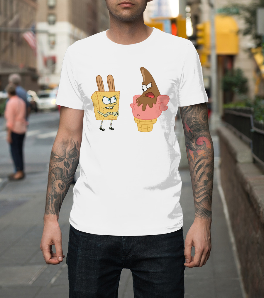Bob Esponja Y Patricio Helado Enfrentamiento Láminas Artísticas T-Shirt