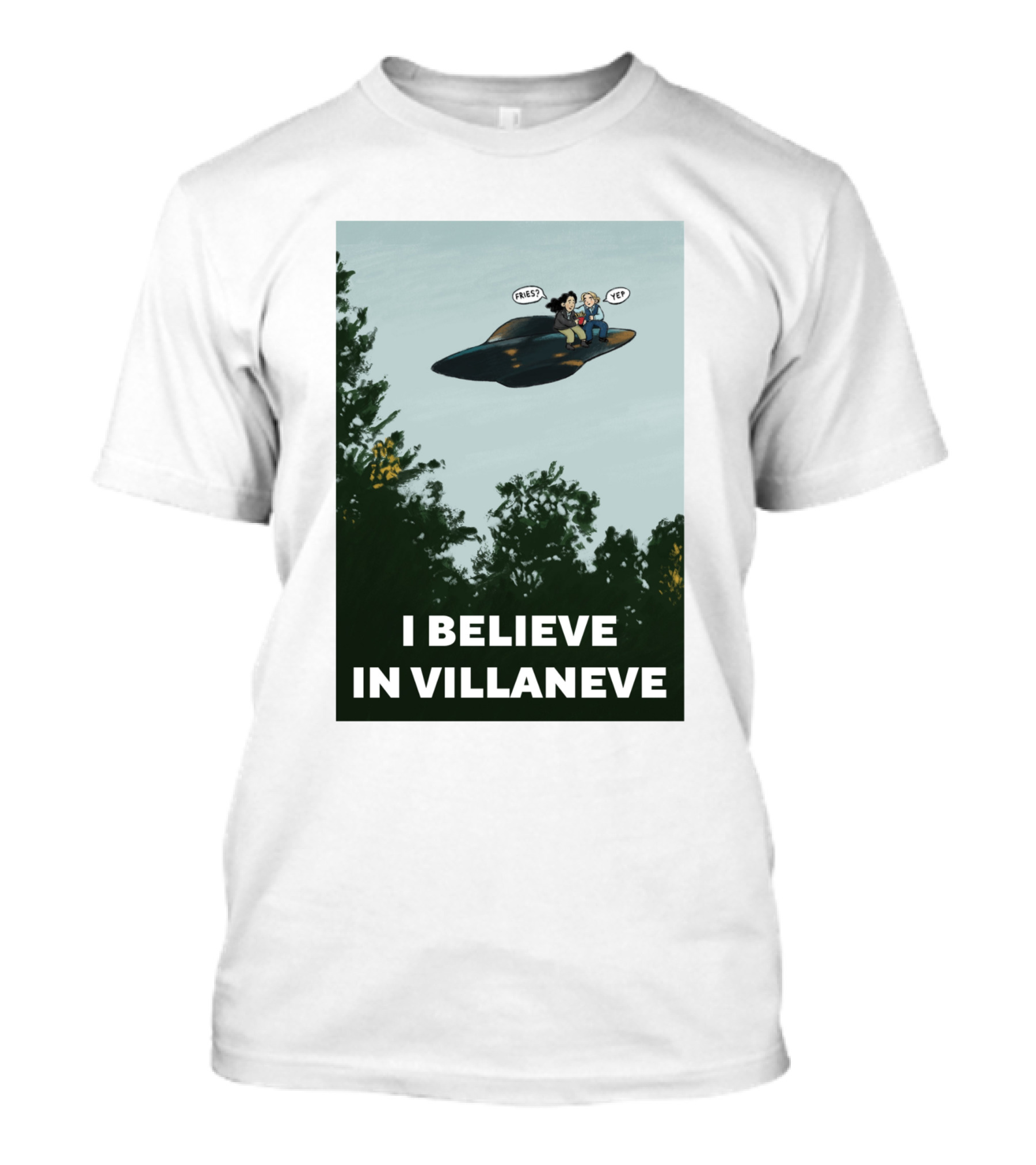 PrianiknK I Believe In Villaneve UFO Forest Scene T-Shirt