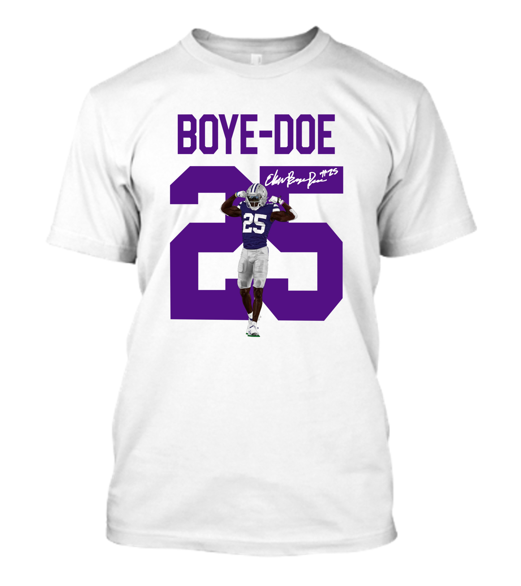 Therealpak25 Store Boye-Doe 25 Football Player Purple Signature T-Shirt