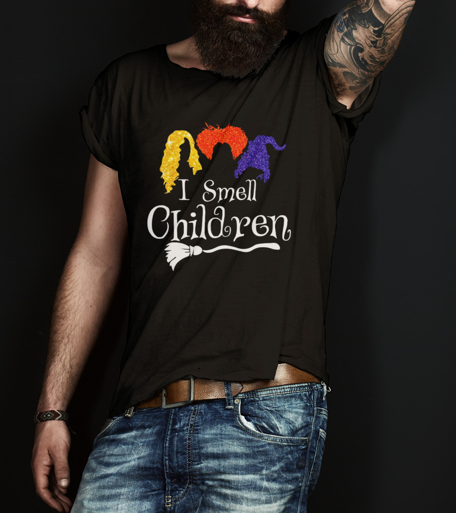 I Smell Children Witch Silhouette Hair Colors Broomstick T-Shirt