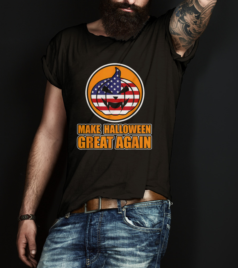Make Halloween Great Again American Flag Pumpkin T-Shirt