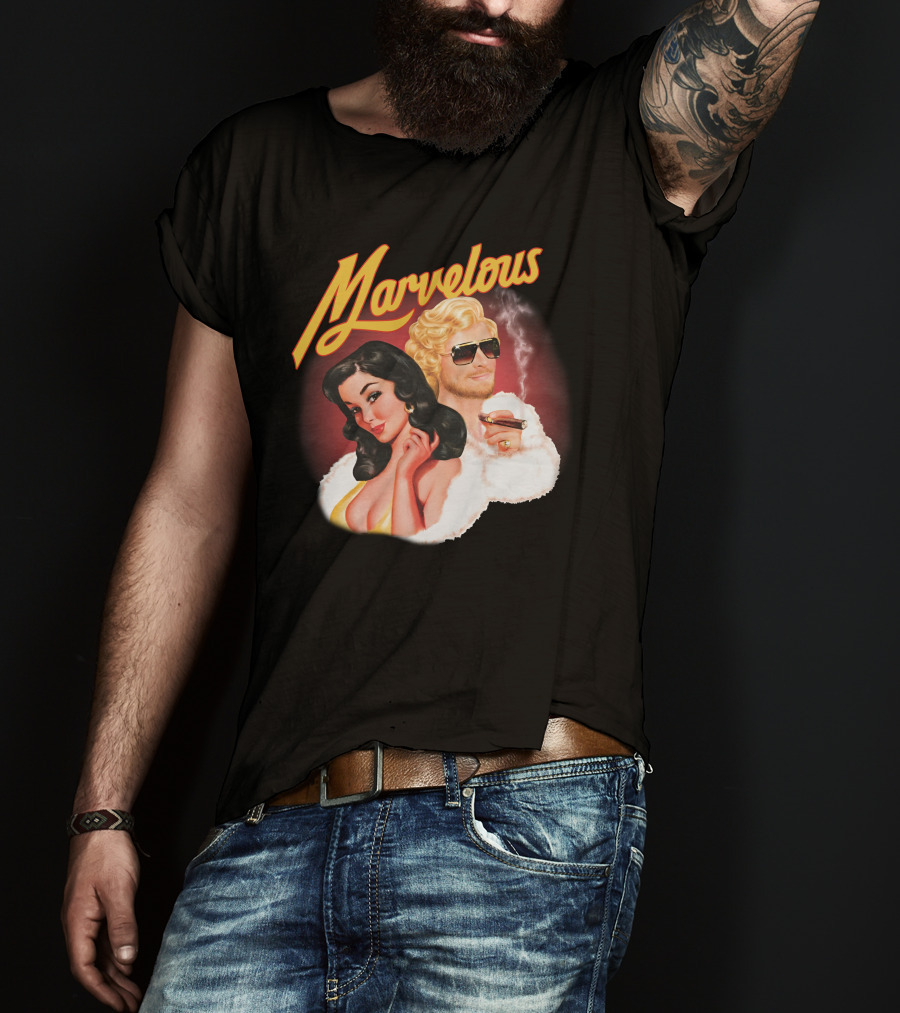 Marvelous Retro Style Couple With Cigars T-Shirt