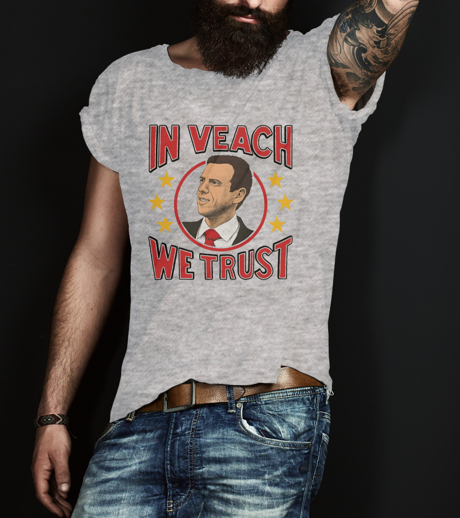 In Veach We Trust Red Tie Portrait With Yellow Stars T-Shirt