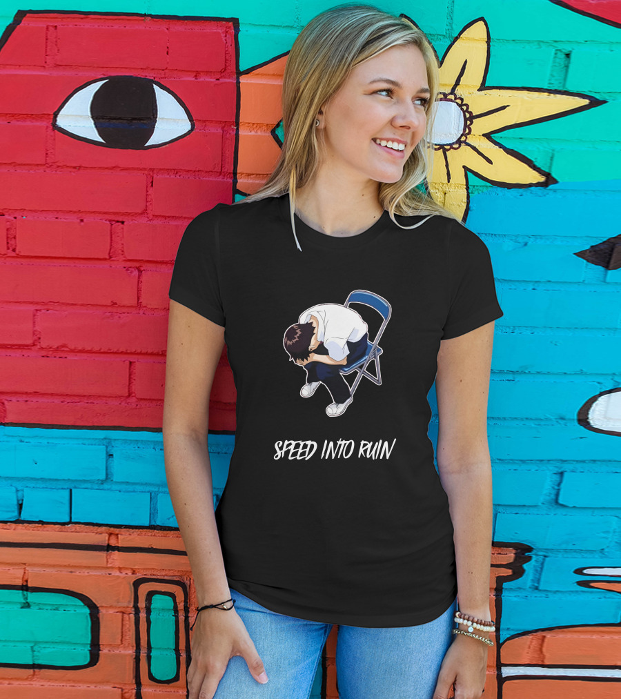 Speed Into Ruin Anime Guy On Folding Chair T-Shirt