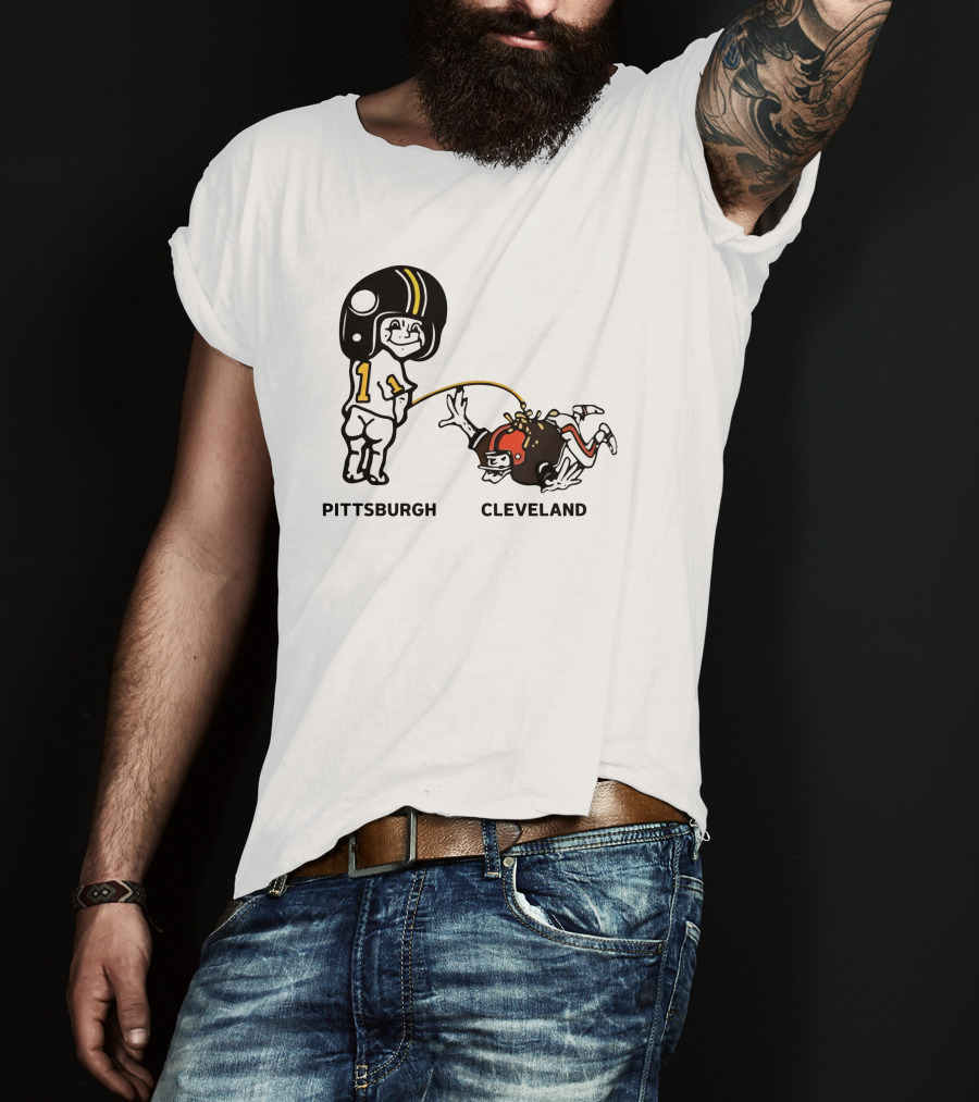Yinzers Pittsburgh Cleveland Football Rivalry Cartoon T-Shirt