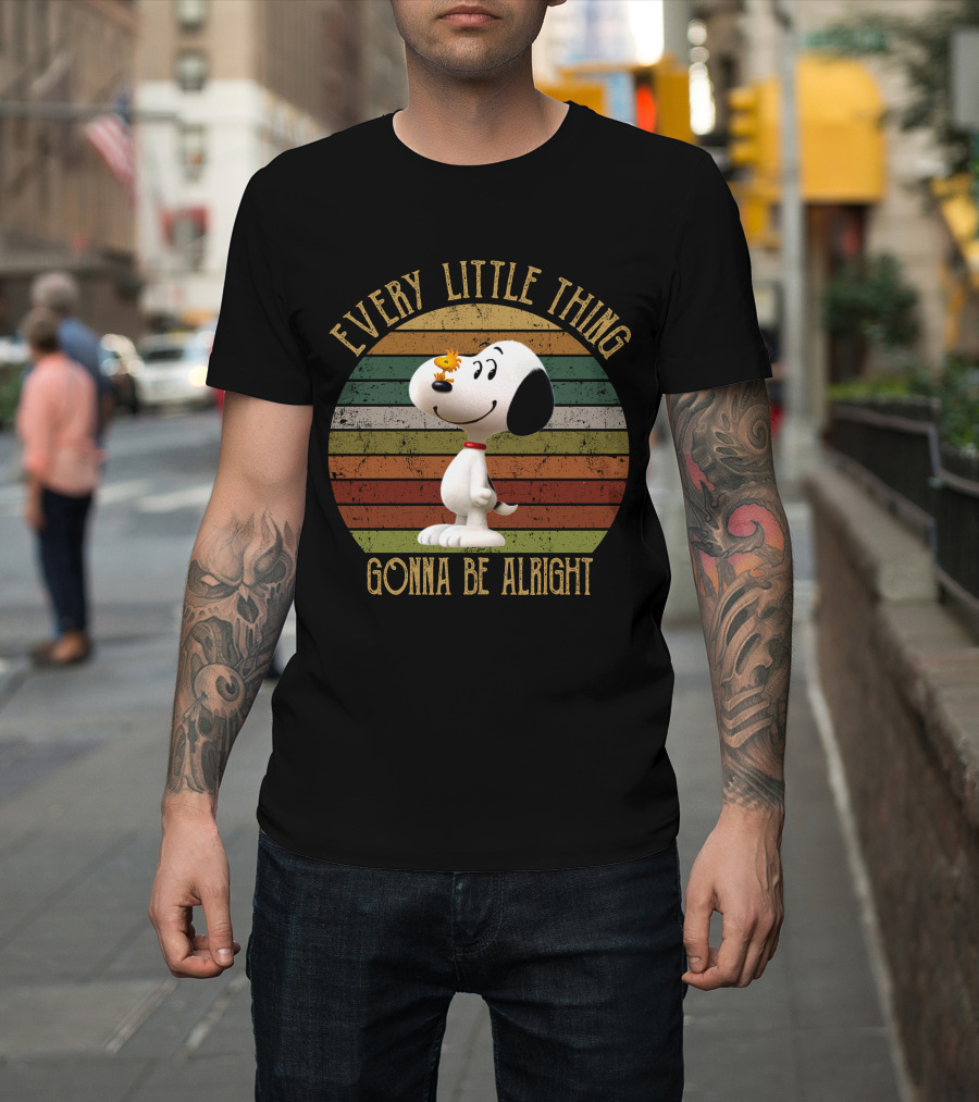Every Little Thing Gonna Be Alright Snoopy Woodstock Vintage Circle T-Shirt