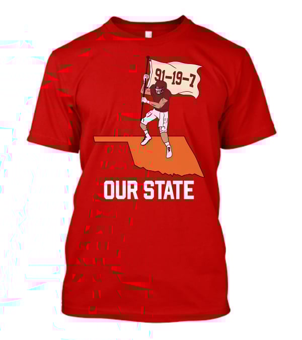 Our State 91-19-7 Football Player Flag Oklahoma T-Shirt