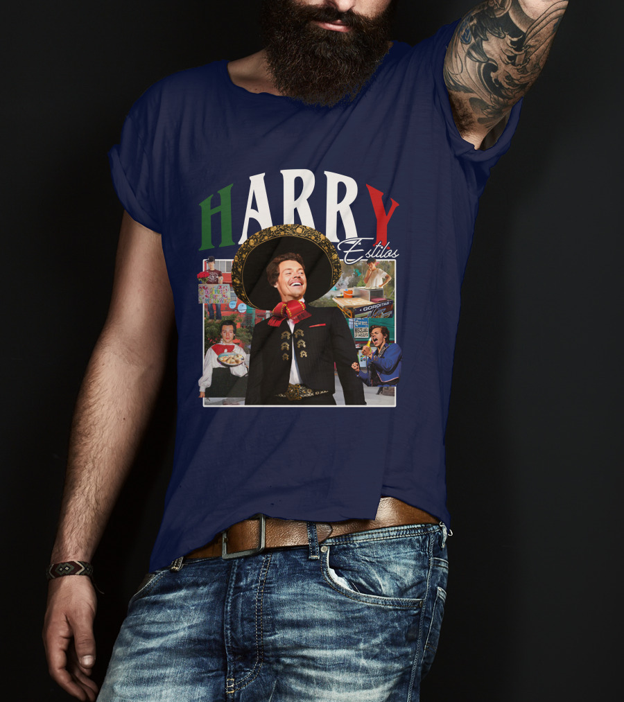 HARRY Estilos Mariachi Themed Collage In Festive Attire T-Shirt