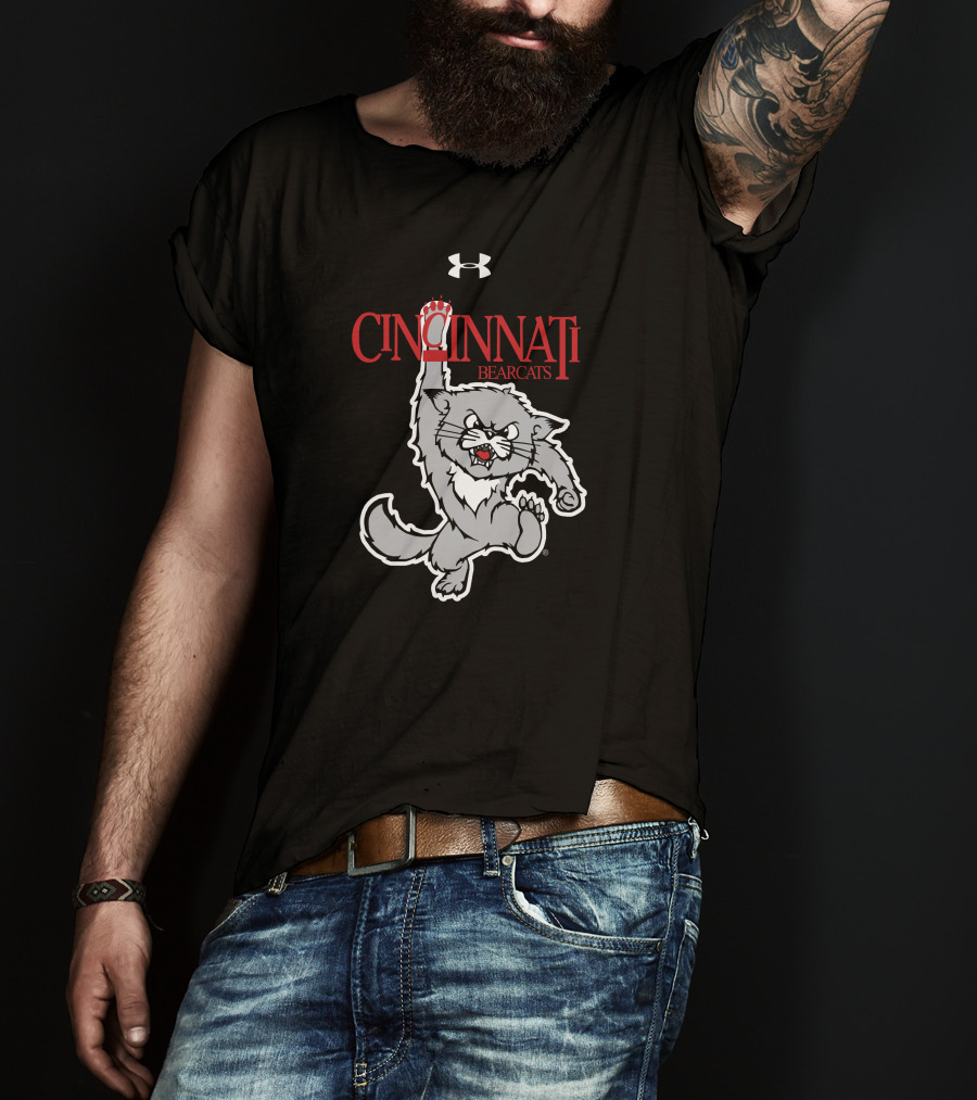 Cincinnati Bearcats 1990s Vault Logo Under Armour Retro Jumping Bearcat T-Shirt