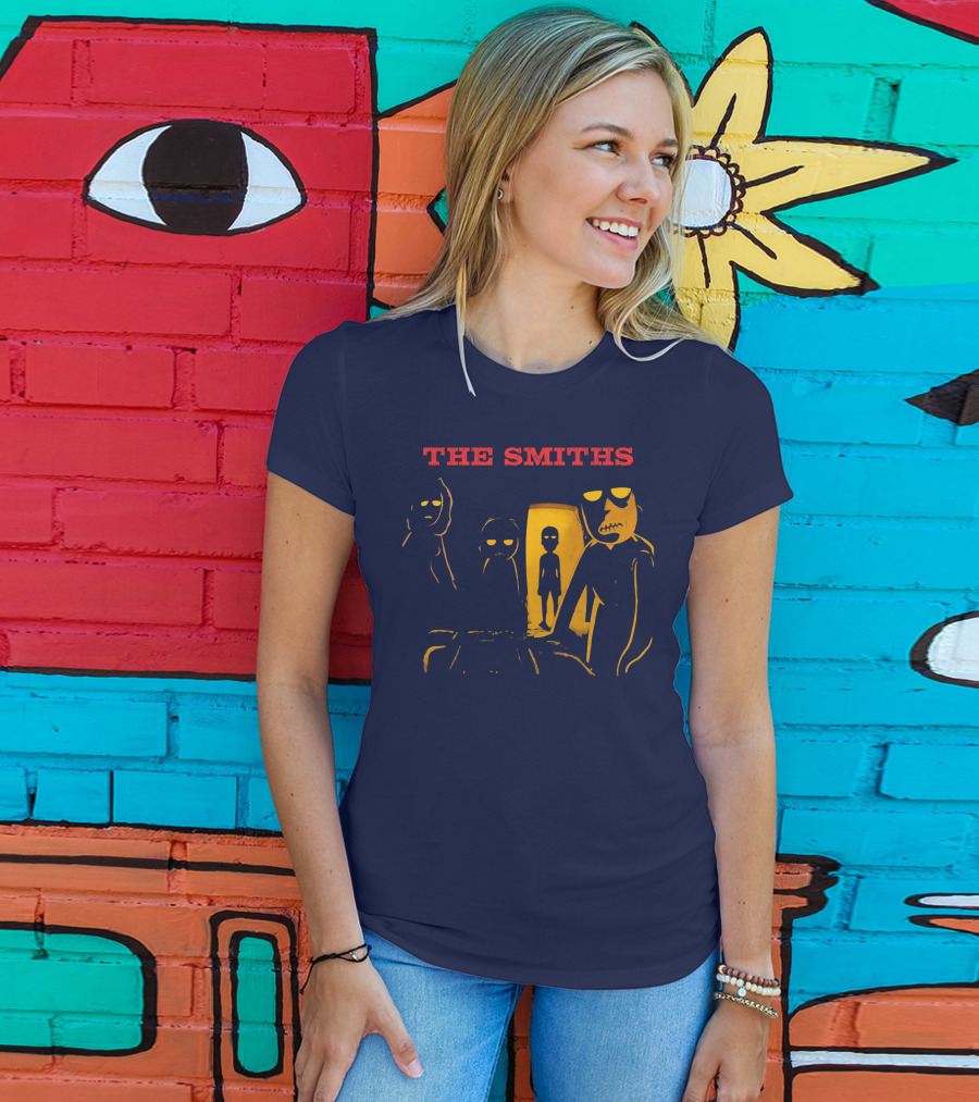 THE SMITHS Yellow Characters In Darkened Room With Doorway Light T-Shirt