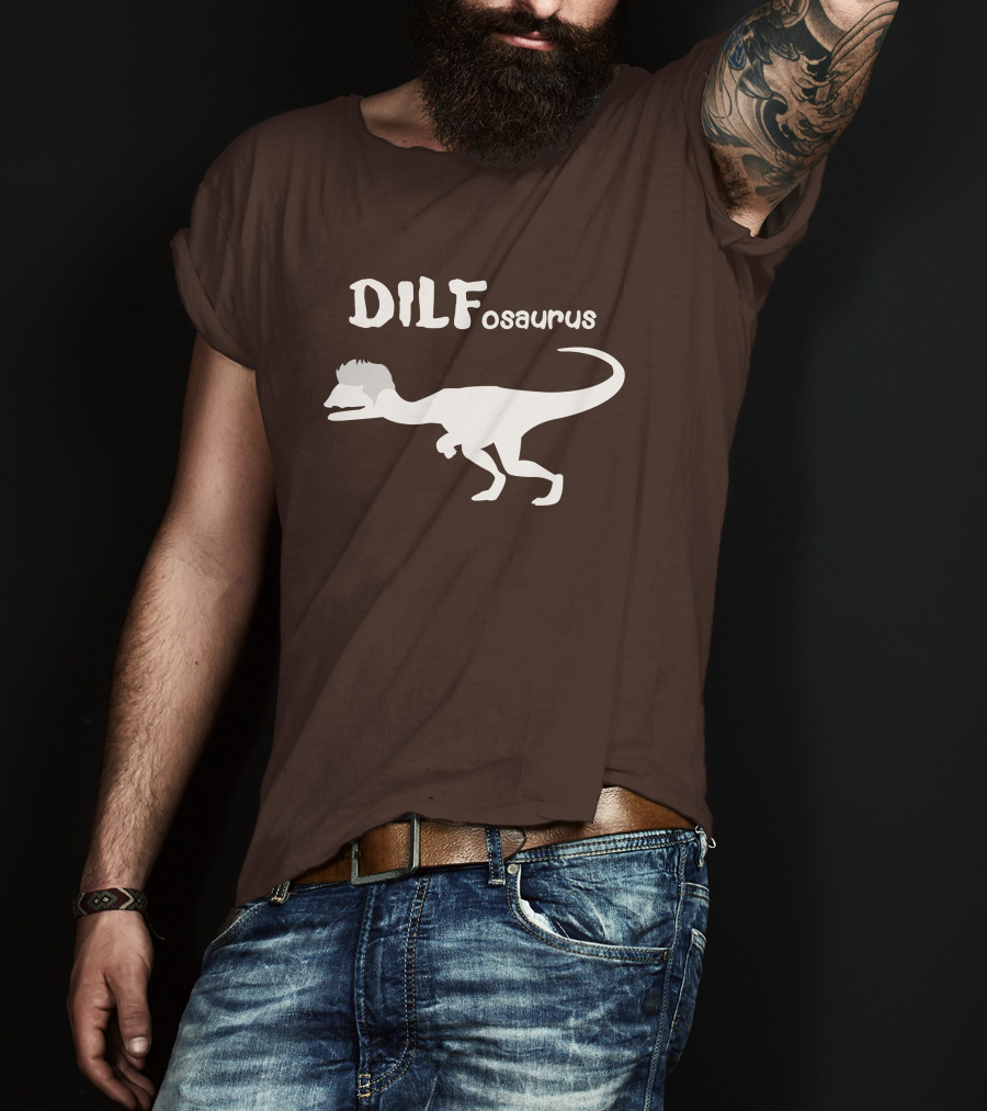 DILFosaurus Dinosaur Silhouette With Hairstyle T-Shirt
