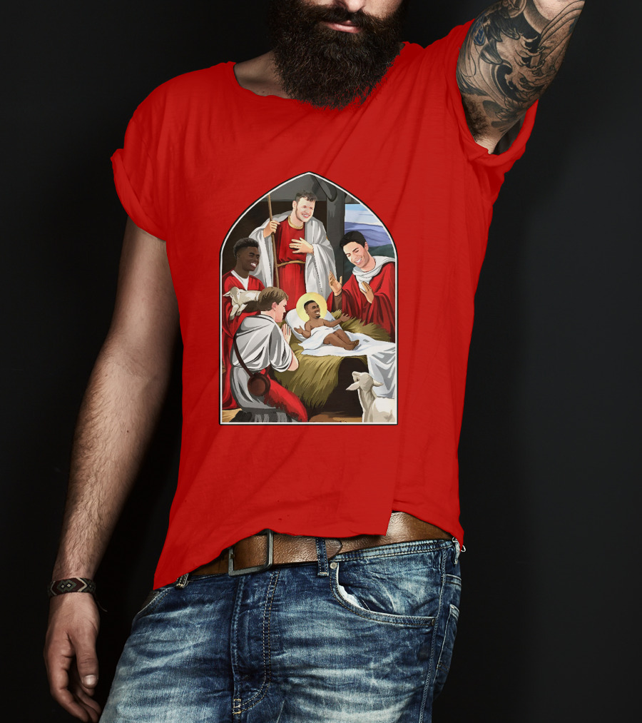 Victoriamscott Adults Jesus Saka Nativity Gunners Christmas Jumper T-Shirt