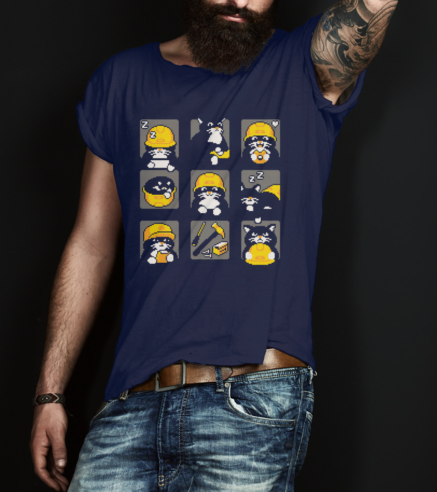 Rawpaw Ink Store Cats With Jobs Construction Workers Icons T-Shirt