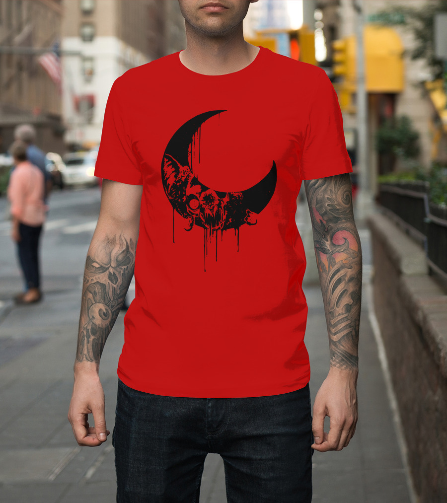 Mxmorggo Blood Moon Bat Dripping T-Shirt