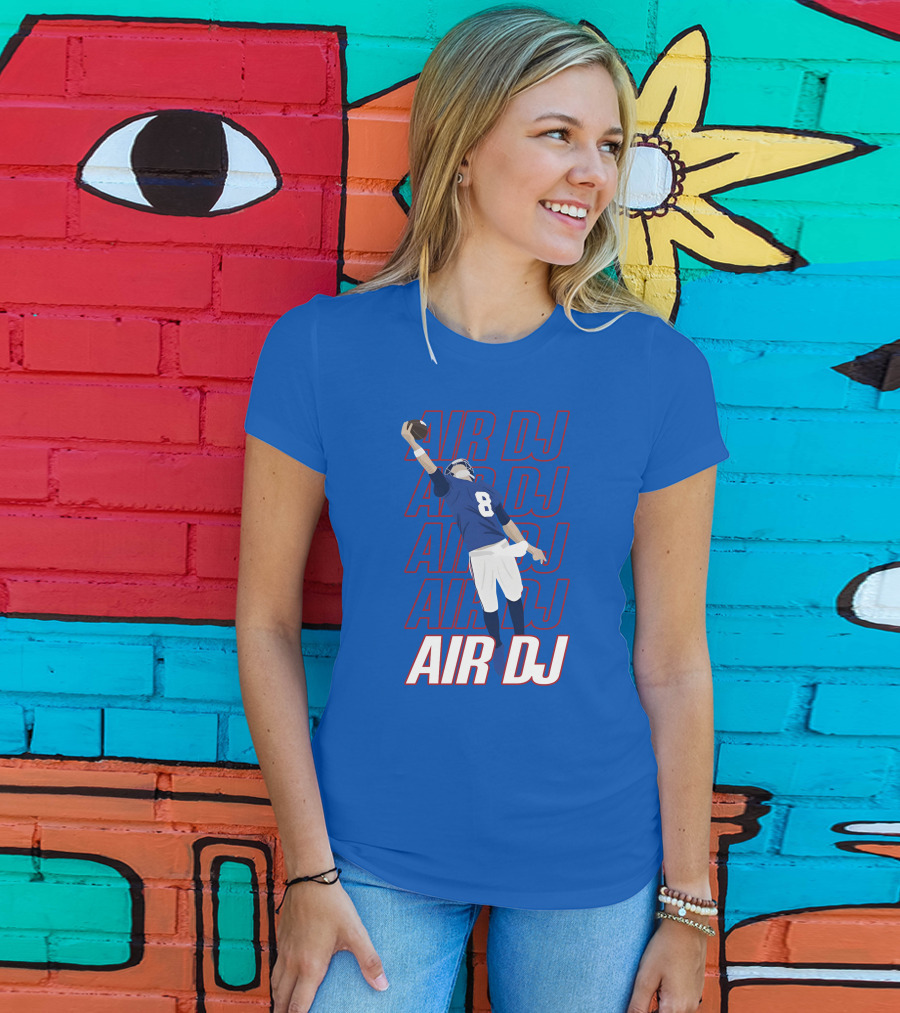 Justin Penik Jomboymedia Air DJ Football Player Number Eight Blue T-Shirt