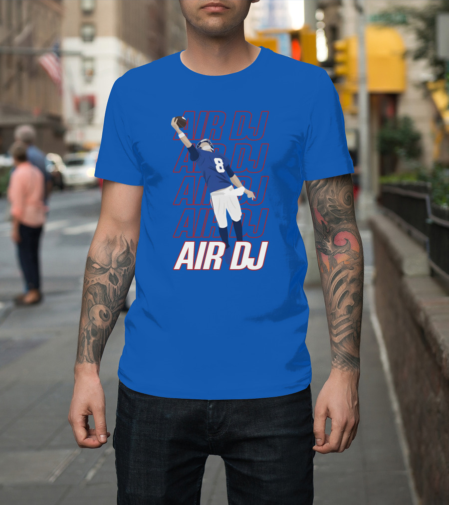 Justin Penik Jomboymedia Air DJ Football Player Number Eight Blue T-Shirt