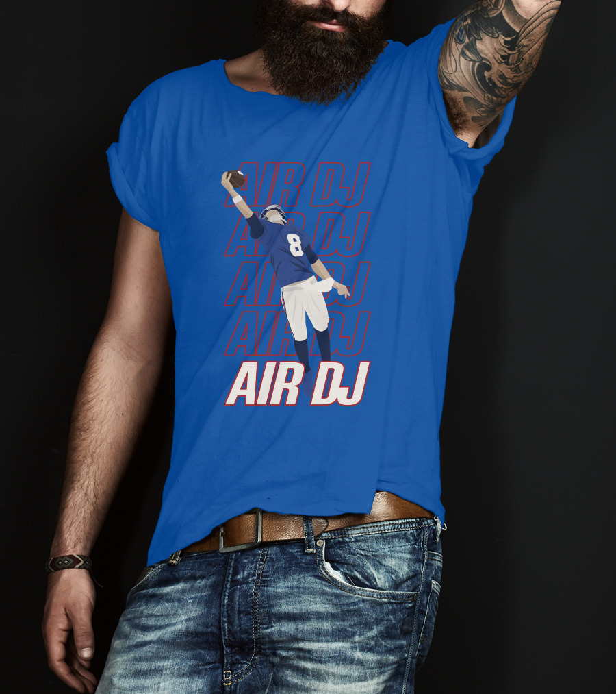 Justin Penik Jomboymedia Air DJ Football Player Number Eight Blue T-Shirt