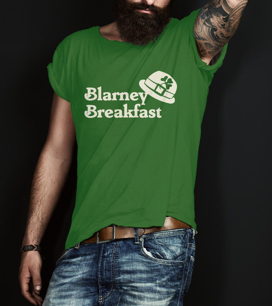 Blarney Breakfast Leprechaun Hat Shamrock Green T-Shirt