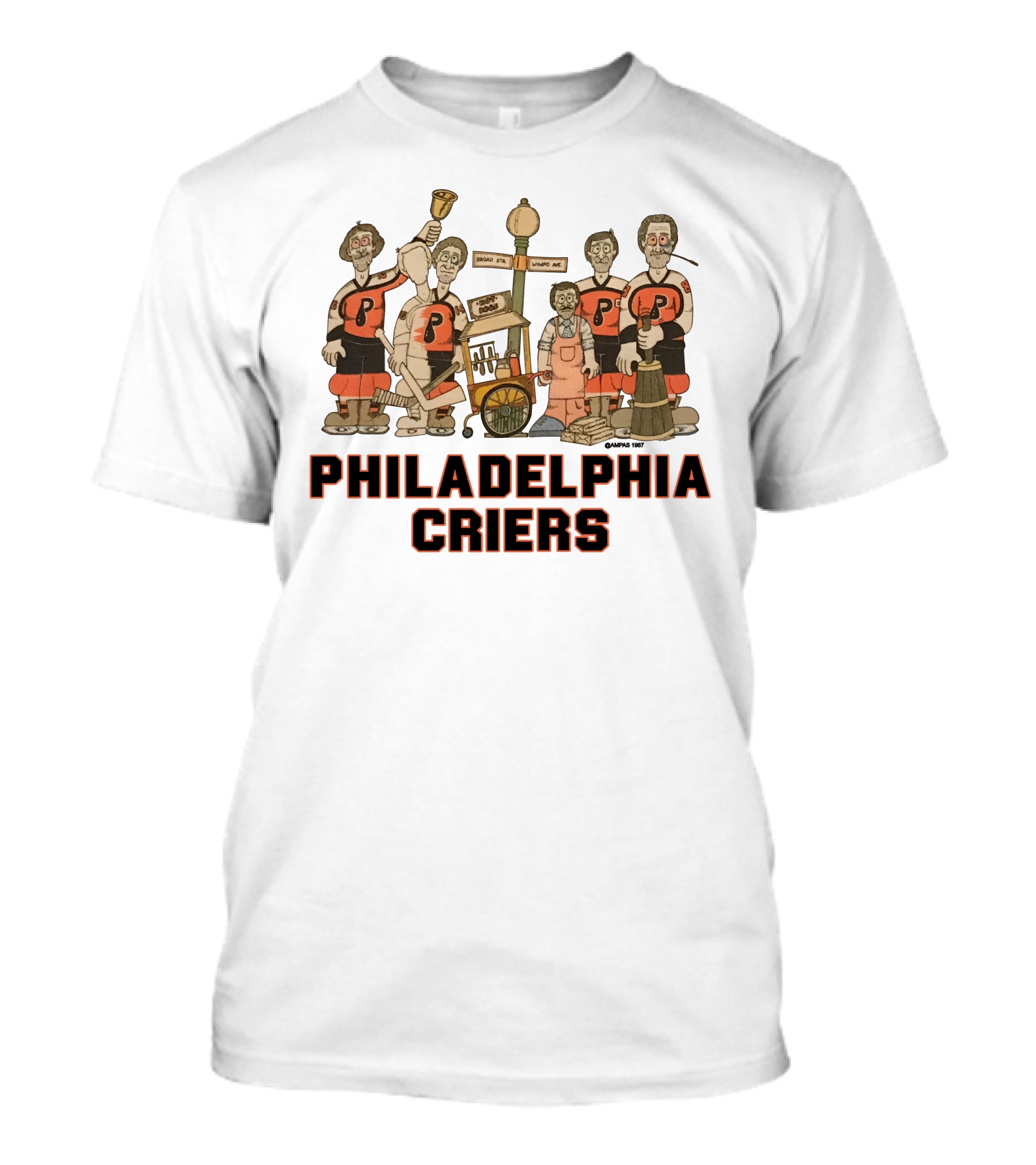 Philadelphia Criers Hockey Team Cartoon Characters With Instruments T-Shirt