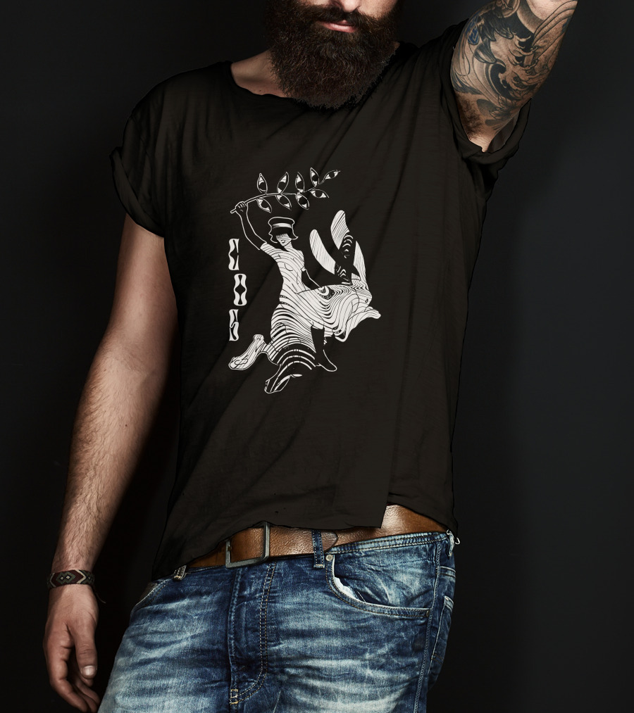 Cossylvan Cos Rider Bigcartel Merch Woman On Rabbit With Branch T-Shirt