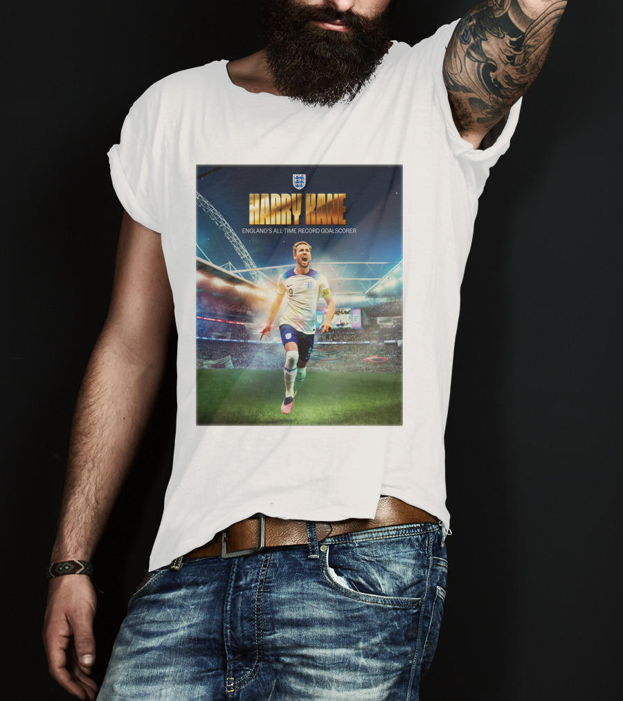 Harry Kane England's All-Time Record Goalscorer Wembley Stadium Celebration Footballer T-Shirt