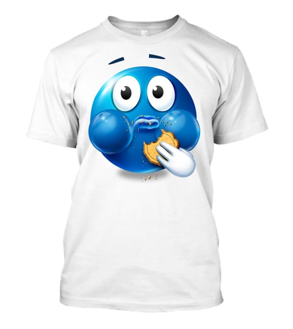 Cookie Muncher Blue Emoji With Crumbs T-Shirt