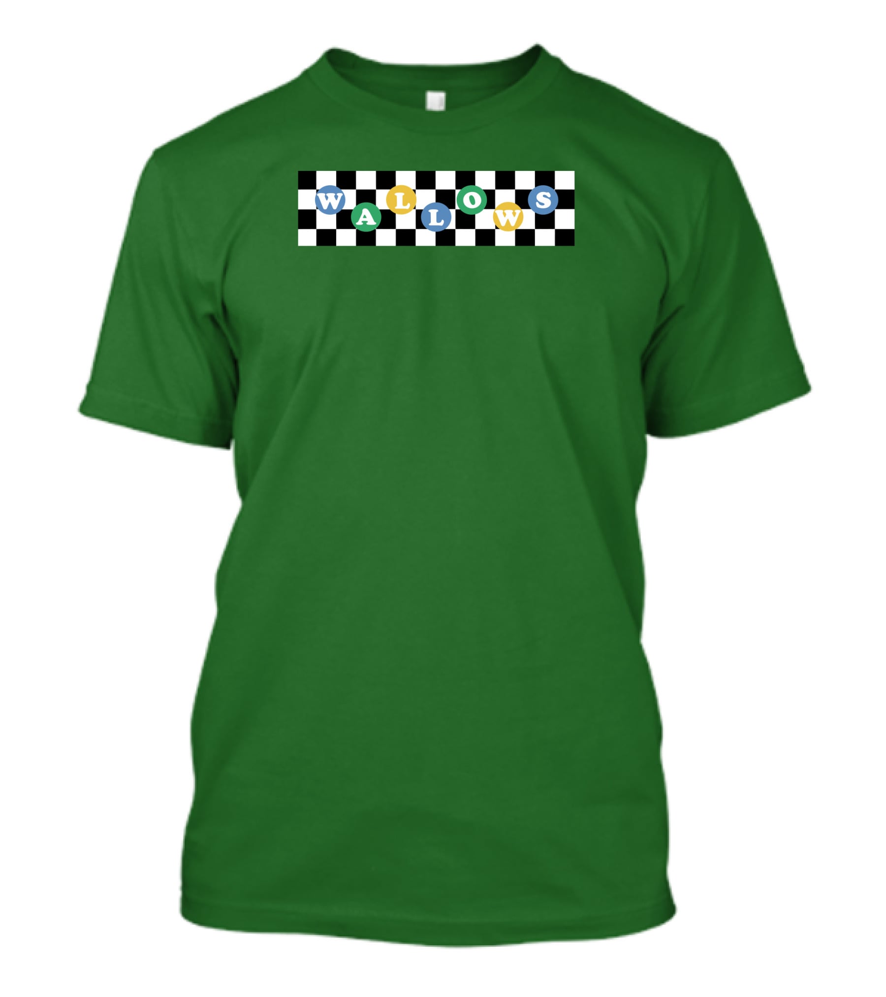 Wallows Checkered Pattern Green Background T-Shirt