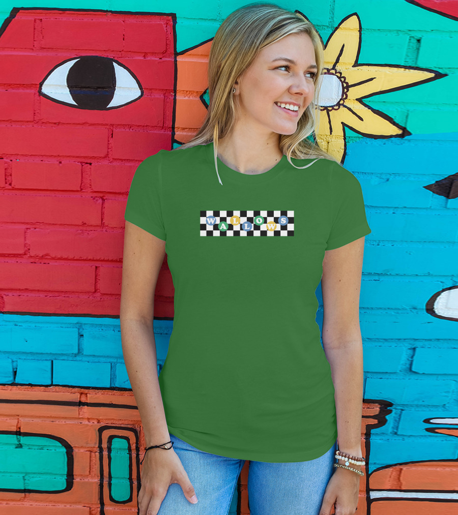 Wallows Checkered Pattern Green Background T-Shirt