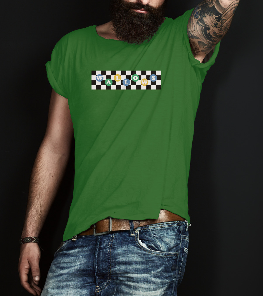 Wallows Checkered Pattern Green Background T-Shirt