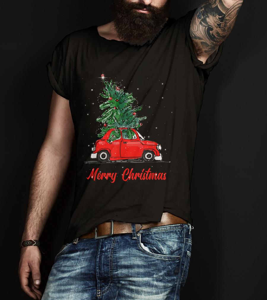 Merry Christmas Red Truck With Christmas Tree Pajama Gifts T-Shirt