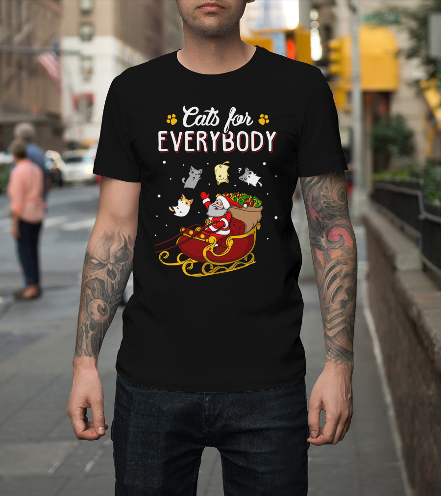 Cats For Everybody Santa Sleigh With Cats T-Shirt