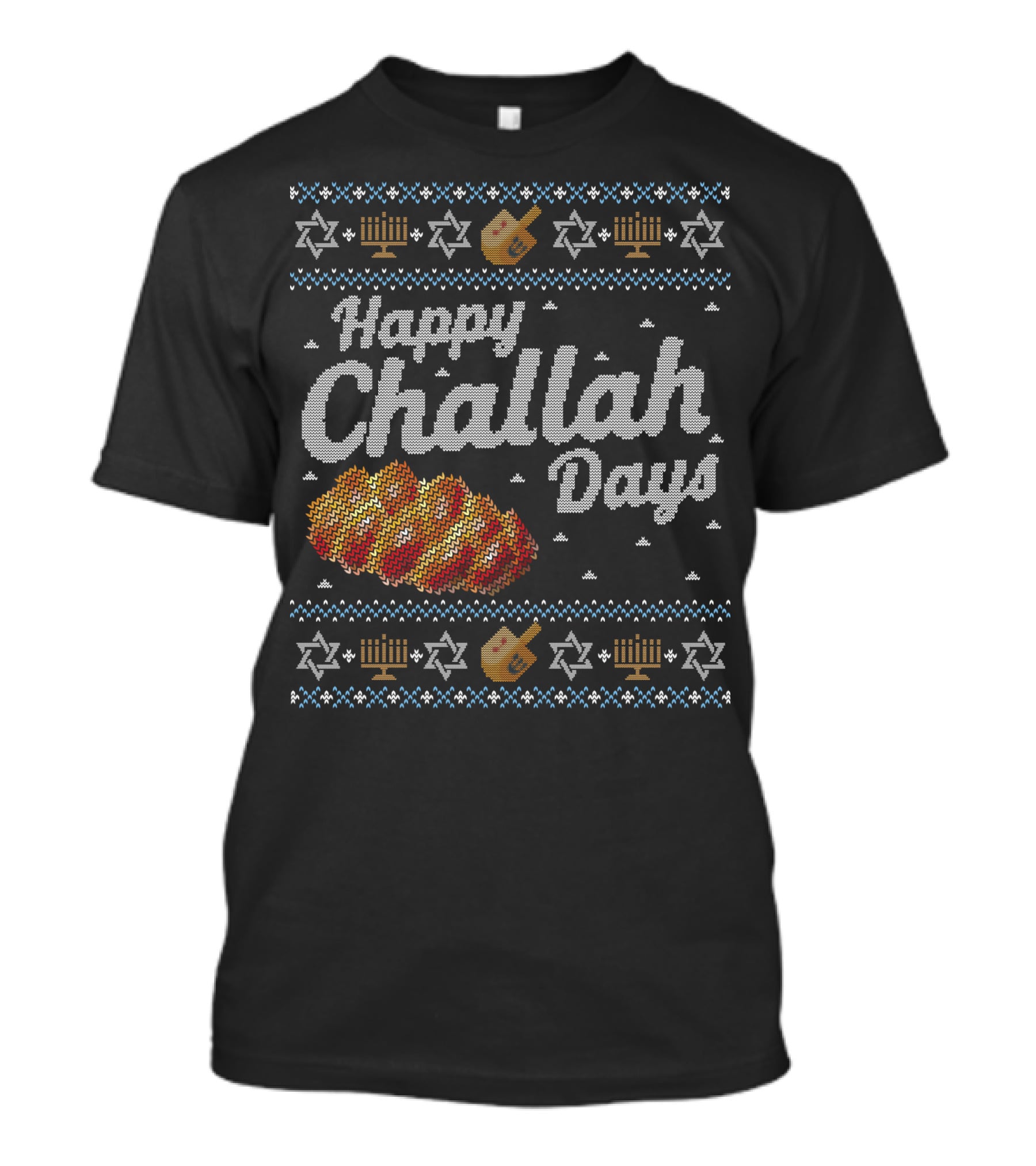 Hanukkah Happy Challah Days Menorah Star Of David Dreidel T-Shirt