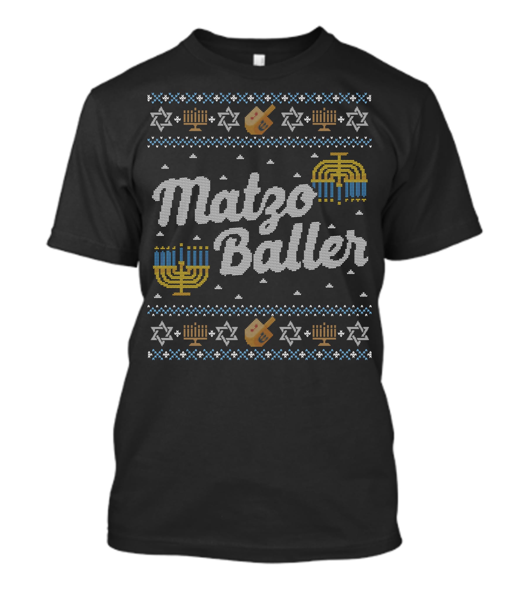Matzo Baller Hanukkah Menorah Dreidel Stars T-Shirt