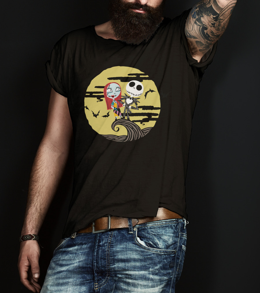 Disney Jack And Sally Moment Halloween Moon Scene T-Shirt